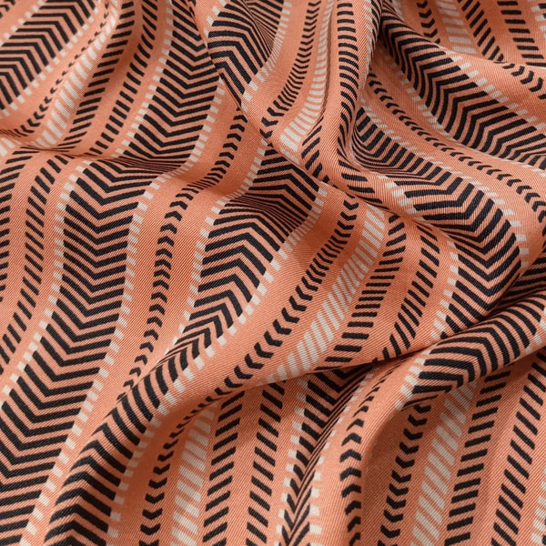 Rust & Black Ethnic Print On Twill Satin TSPS02