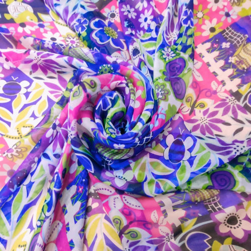 Backyard (Pink) Print On Silk Chiffon-SCPS06