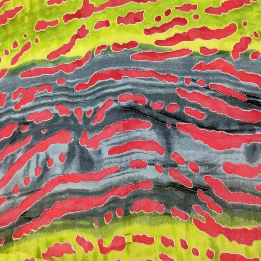 Border Print On Silk Satin Burnout