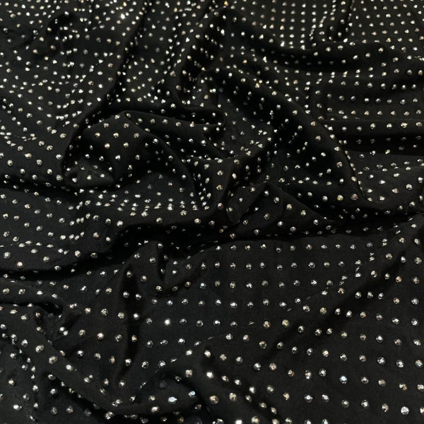 Black Silver Rhinestone Fabric