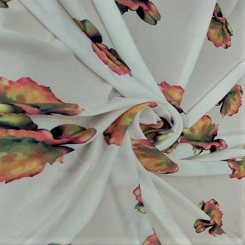 Fierce Flower (White) Print On Snake Crepe SCPS9