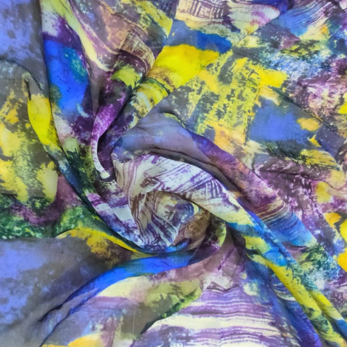 Brush Art Scenery Print On Silk Chiffon-SCPS130