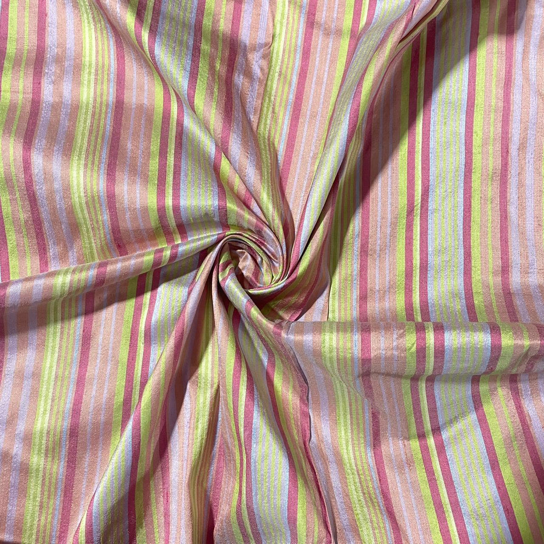 Dupion Silk -Pink & Neon -Stripes