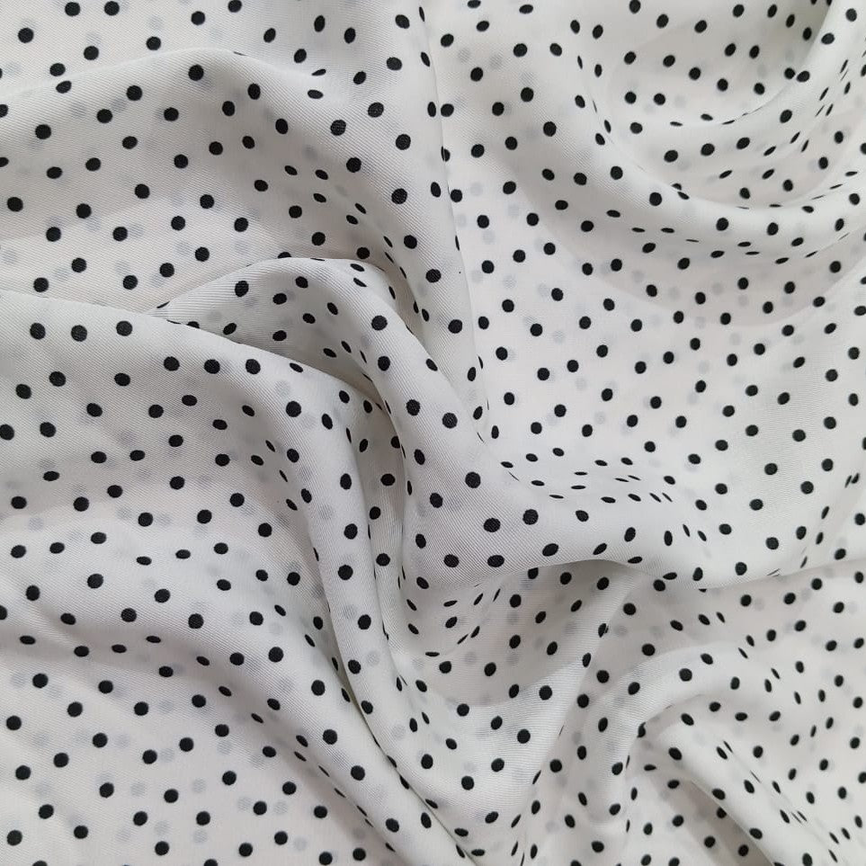 Classic (Black) Polka Dots Print On Twill Satin TSPS20