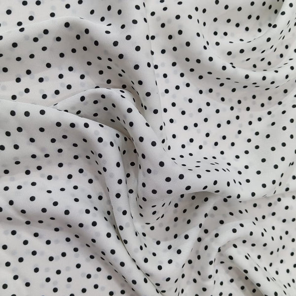 Classic (Black) Polka Dots Print On Twill Satin TSPS20