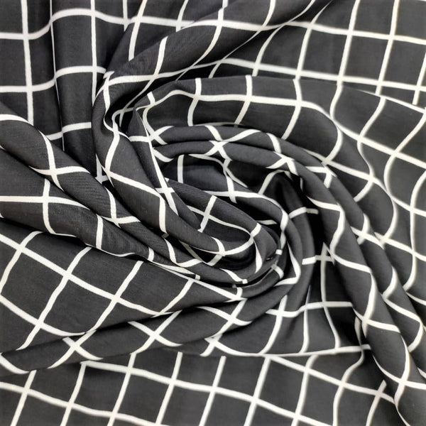 Black & White Checks Print On Sandwash Crepe SCPS04