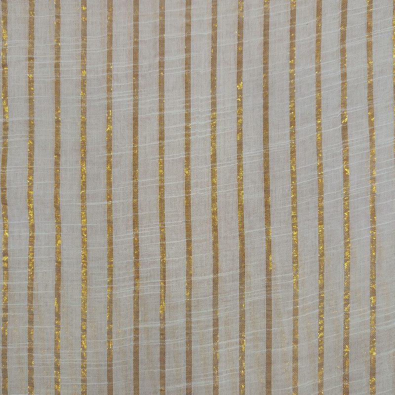 Cotton Lurex White & golden Stripes Dyeable Fabrics CLYD11