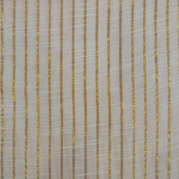 Cotton Lurex White & golden Stripes Dyeable Fabrics CLYD11