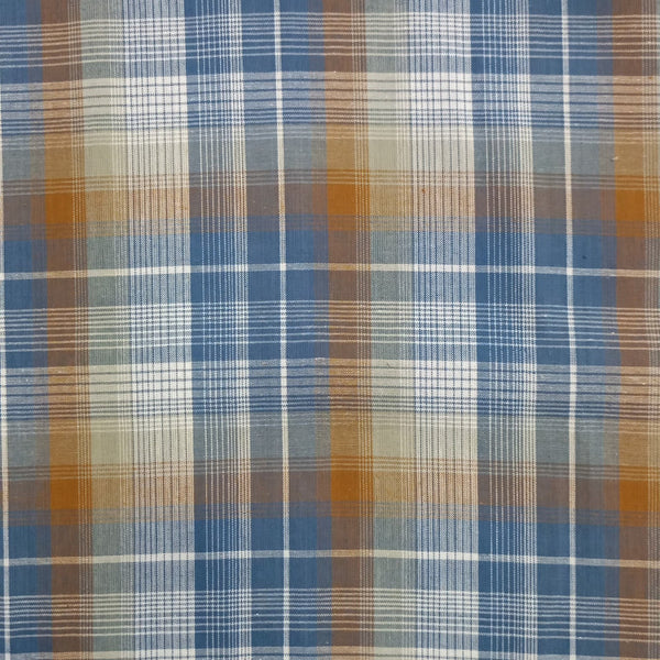 Cotton Blue & Orange Check Y/D Fabric CCYD03