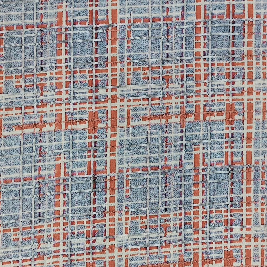 Blue Check Print On Twill Satin (PA01C#2) TSPS52