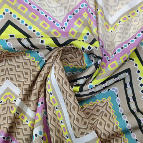 Chevron Bohemian Print On Korean Satin-KSPL15