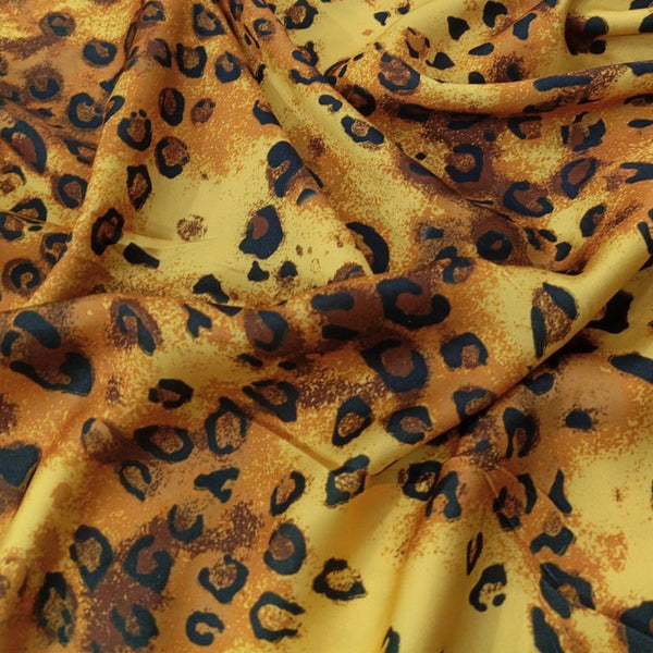 Chrome Satin Pezli With leopard skin Print Fabric-CSPB05