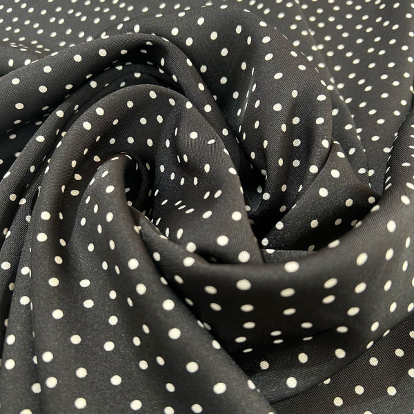 Classic (White) Polka Dots Print On Twill Satin TSPS17