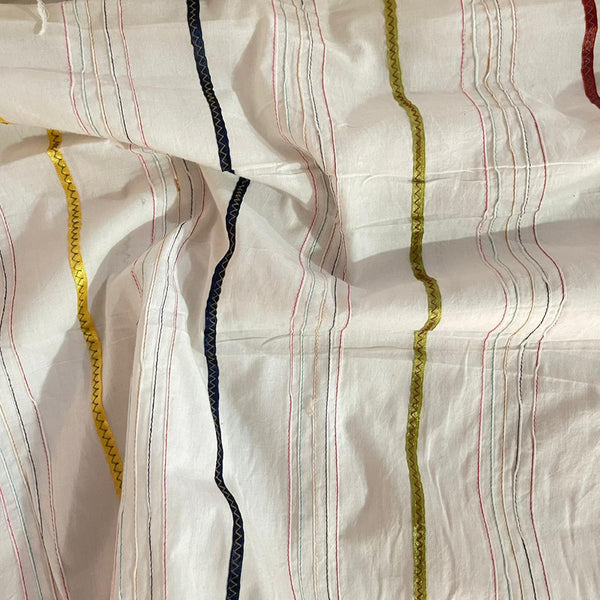 Cotton Stripe Embroidered Fabric OSCP448