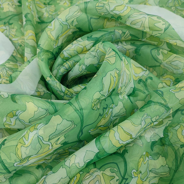 Light Green Base Print On Organza ORPA67