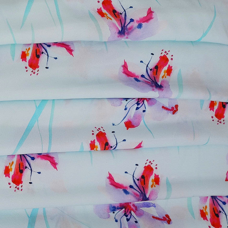 Sky Blue Base Print On Royal Georgette RGPA62