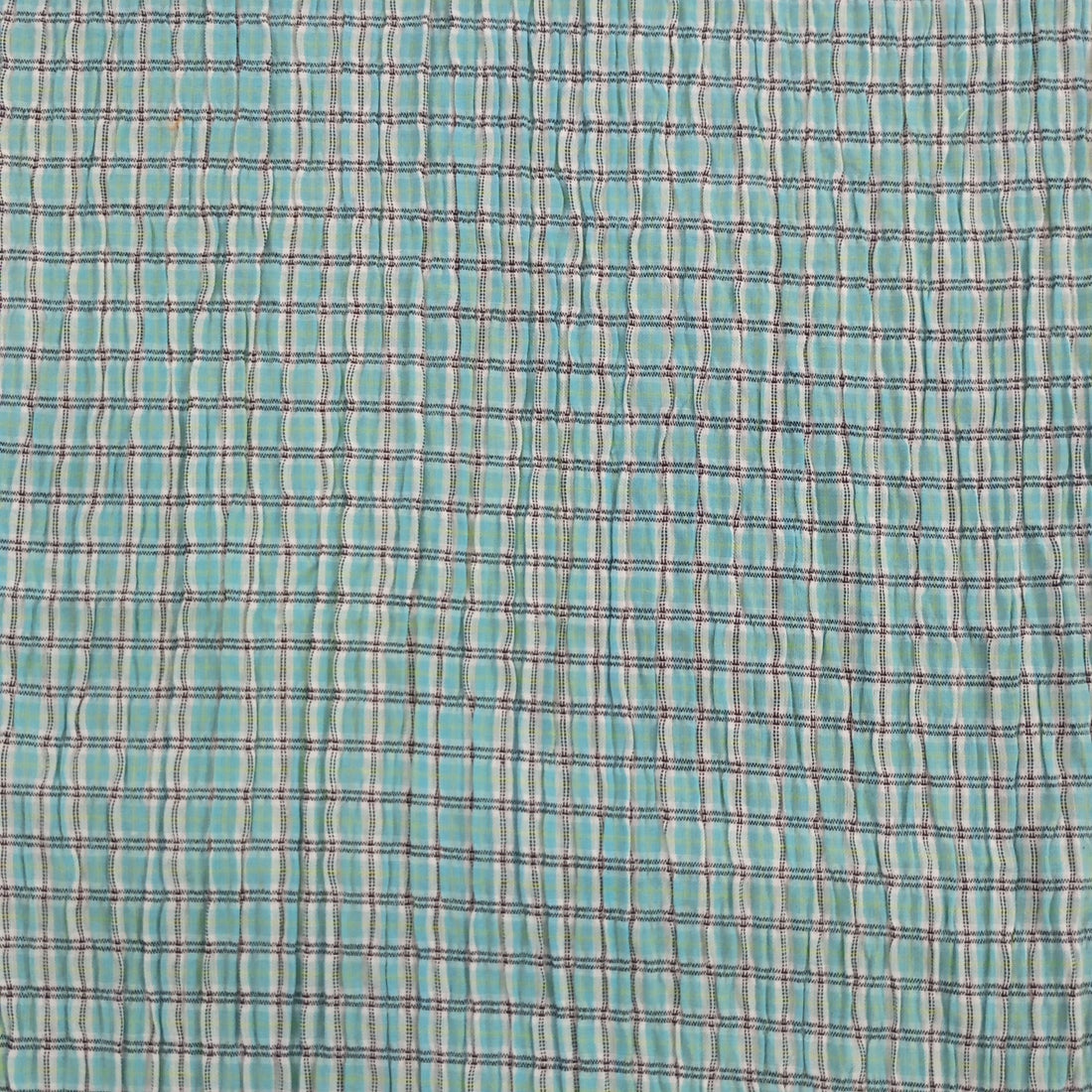 Cotton  Sea Green & Black  Seersucker Check Y/D Fabric SYDS03