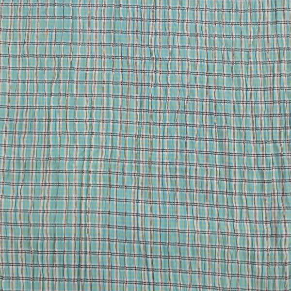Cotton  Sea Green & Black  Seersucker Check Y/D Fabric SYDS03