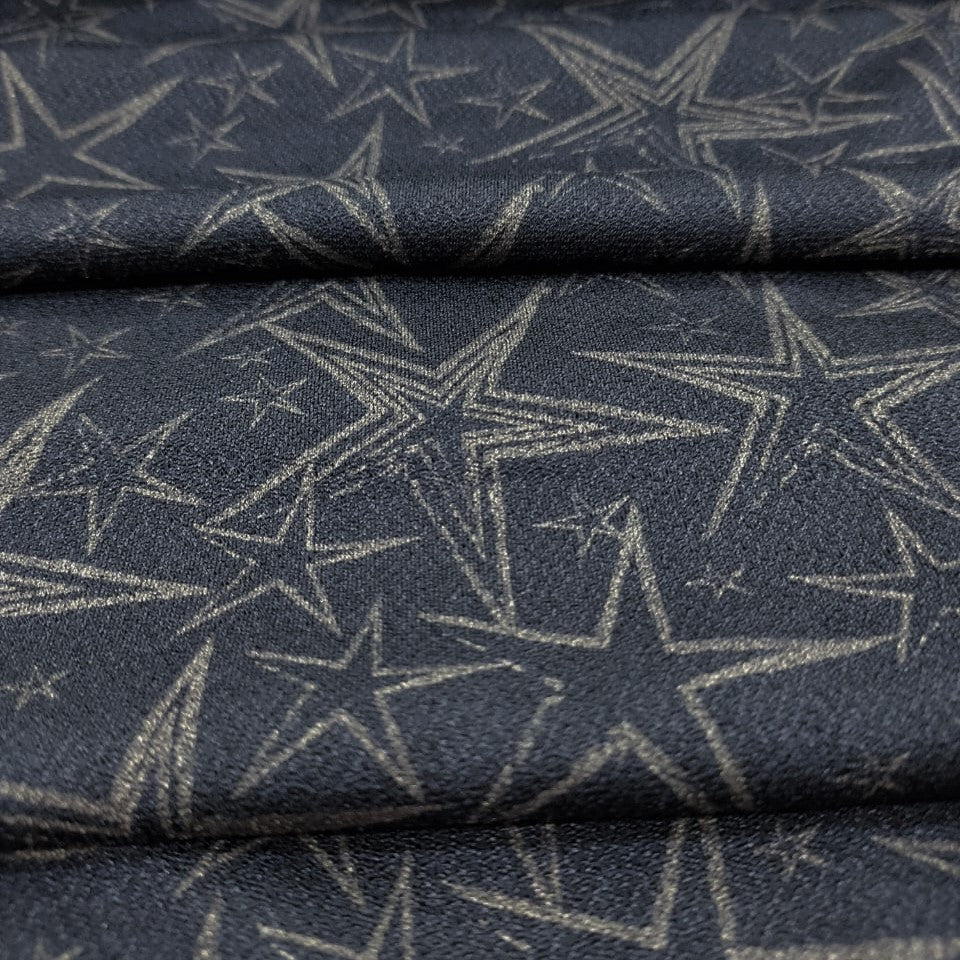 Starry Night - Black & Gold (Crackle Crepe)