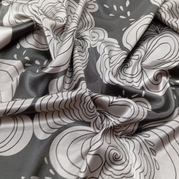 Cloud Brown Base Print On Satin Lycra SLPS01