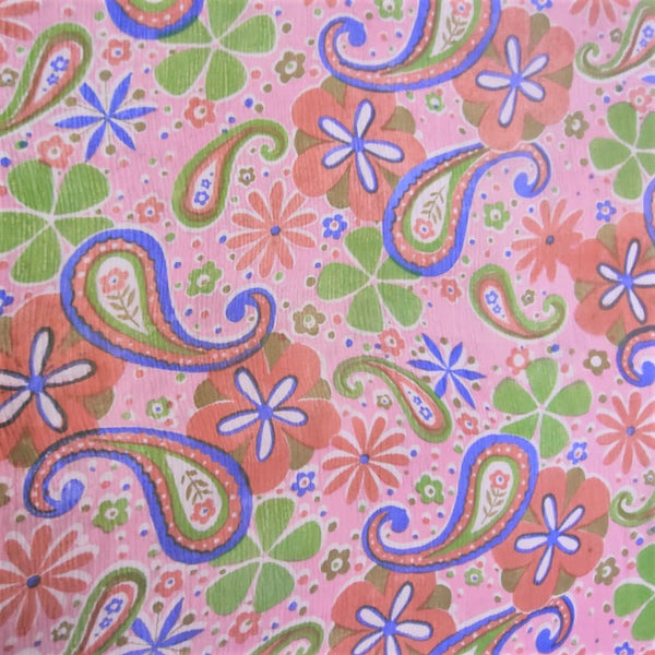 Paisley Pink Base Print On Crush Silk Chiffon-CSCP03