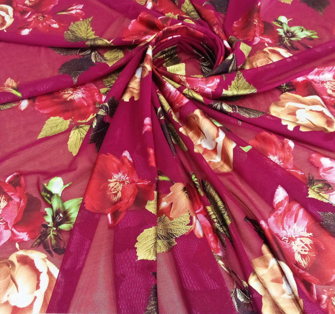 Bloody Mary Floral Print on 3D Net 3DPS02