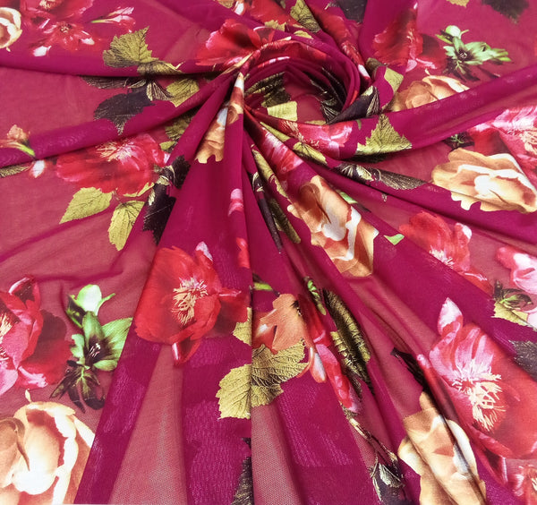 Bloody Mary Floral Print on 3D Net 3DPS02