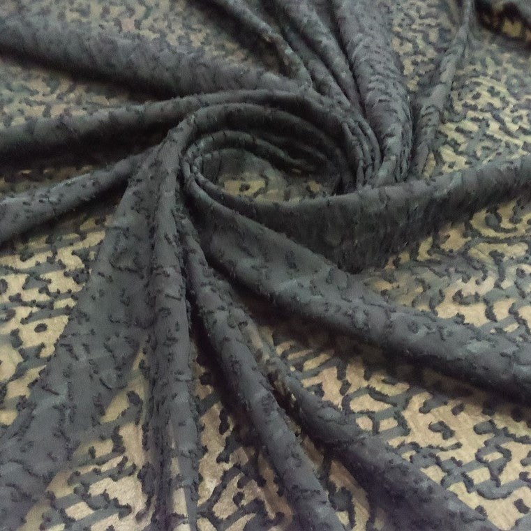 Clip Jacquard Dyed Fabric (Abstract, Black)