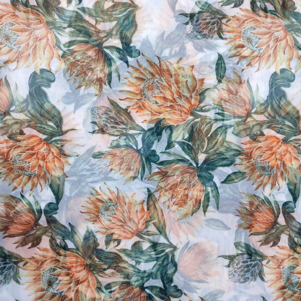 Marigold Flower Print On Organza-ORPA26