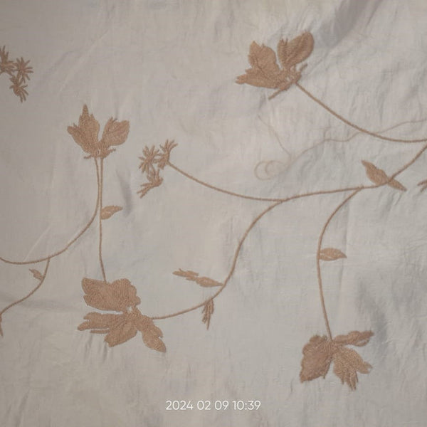 White Base Floral Prints On Embroidered Taffeta ETPS10