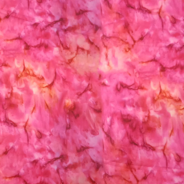 Pink Leaf Tie Dye Print On Korean Satin KSPA09