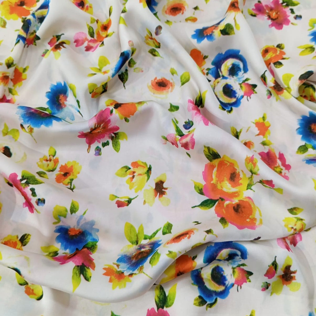 Multi Colour Roses Print On Habutai Satin HSPS59