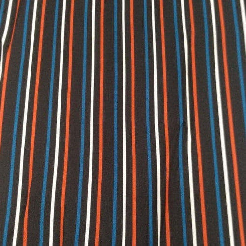 Black And Orange Stripes Print On Twill Satin  TSPS14