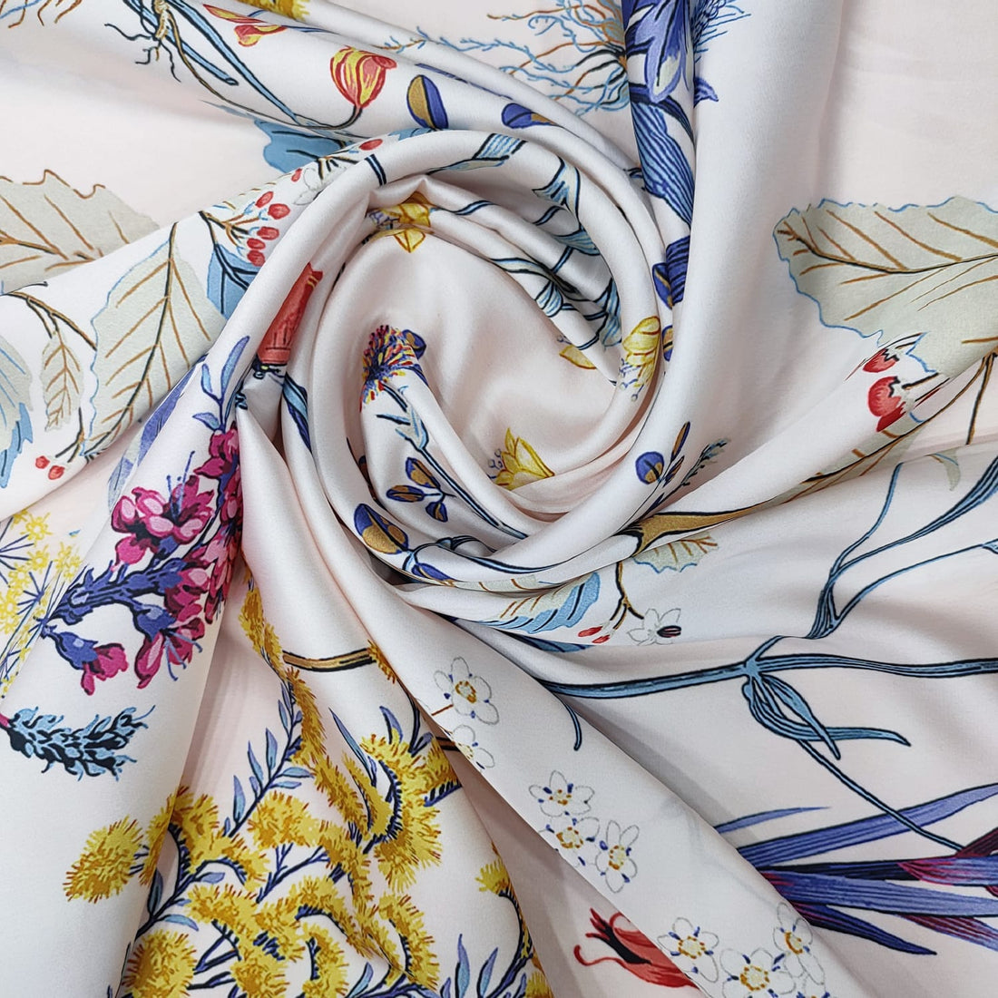 Wild Flowers Print On Korean Satin KSPL36