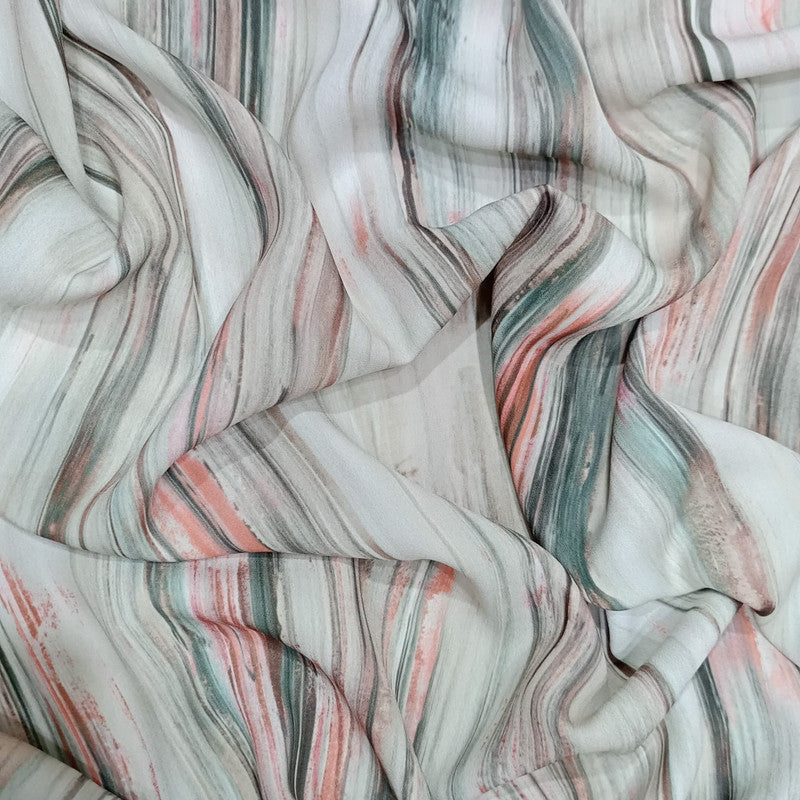 Wave Artwork Print On Royal Georgette RGPB94