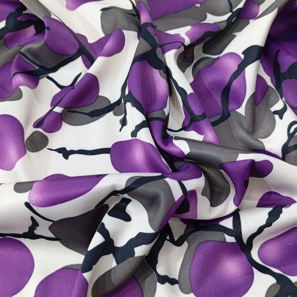 Blue Berry Print On Dutchess Satin-DSPS10
