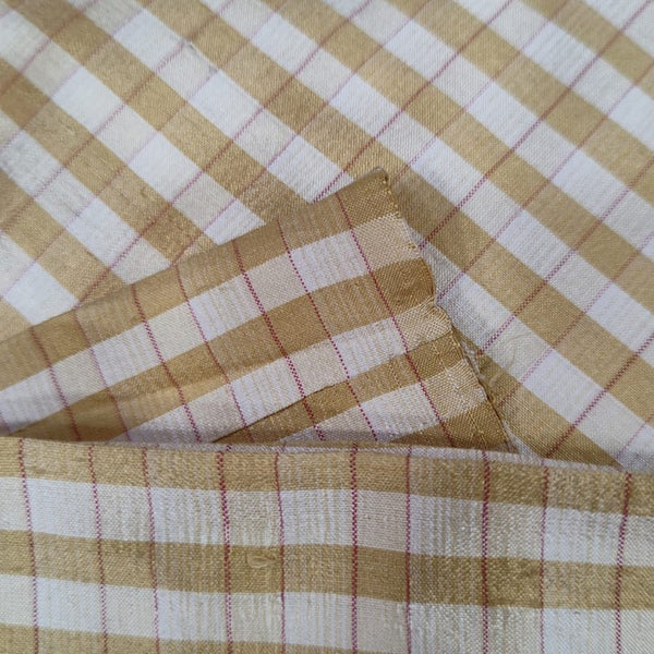 Dupion Silk -Cream & White-Check