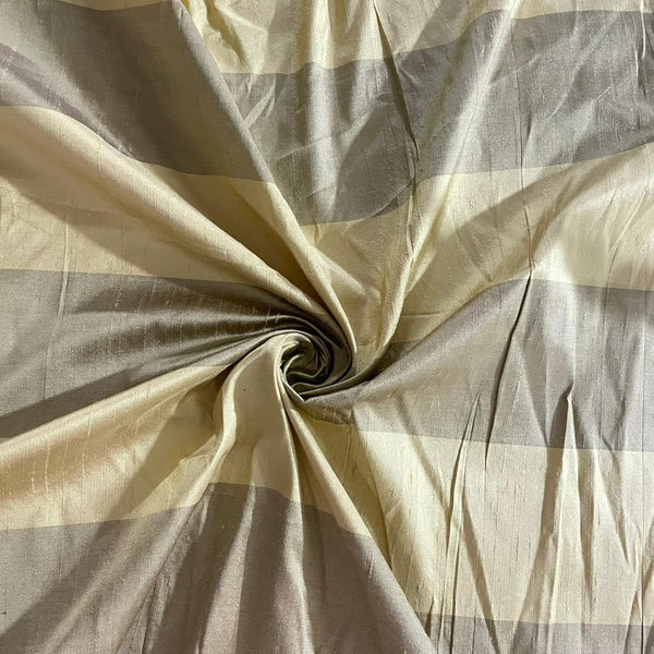 Dupion Silk -Green-Stripe