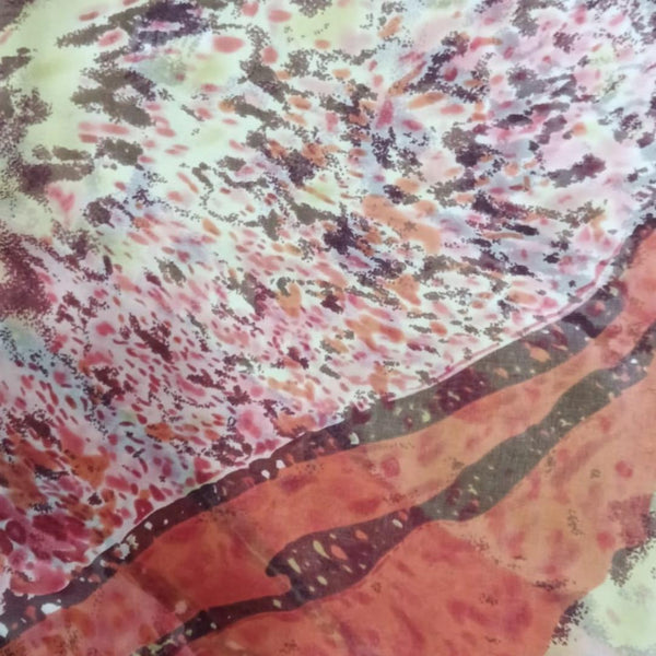 Flower Bee Print On Silk Chiffon-SCPS149