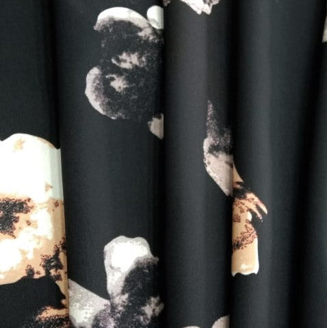 Black And Bloom Print On Luxury Crepe (Japanese Lachka) BCPS1