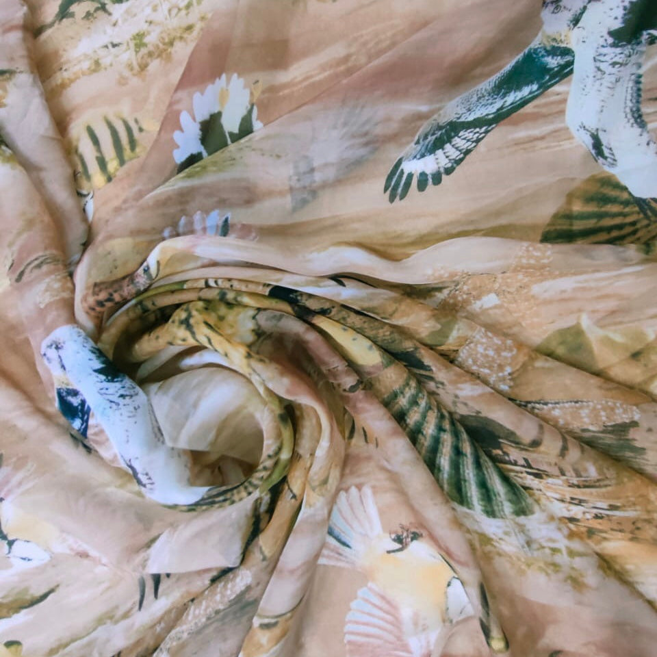 Eagle Print On Silk Chiffon-SCPS09