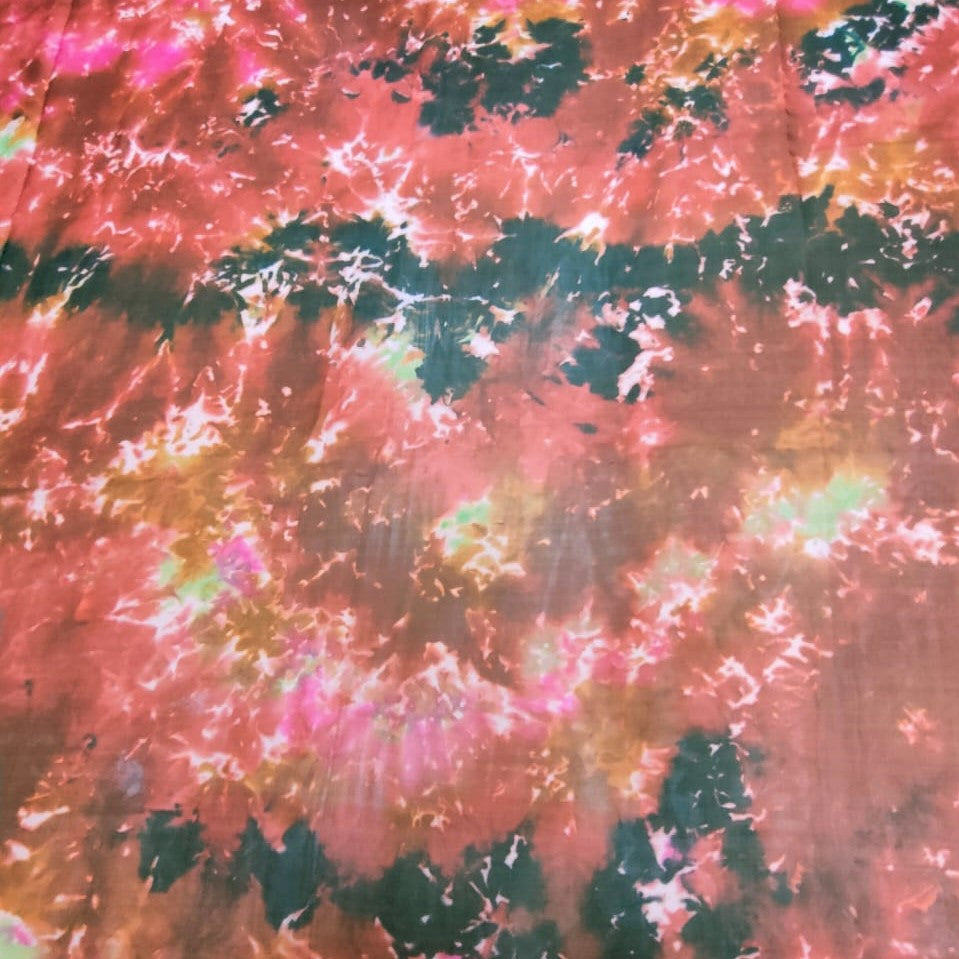 Aztech Red Base Print On Silk Chiffon-SCPS110