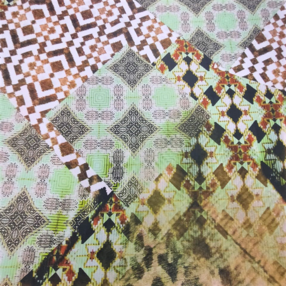 Abstract Red Marble Print On Korean Satin KSPS11