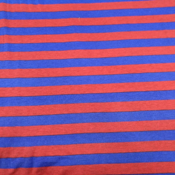 Stripes (Blue & Red) Print On Viscose Knitted VKPS12