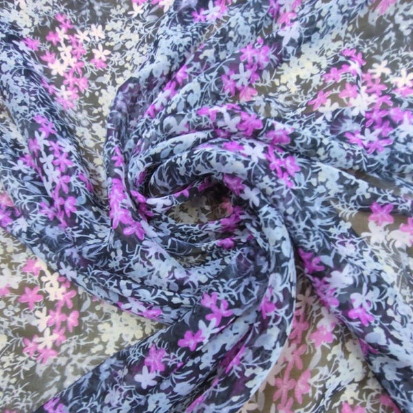 Evening Fall Print On Silk Chiffon-SCPS243