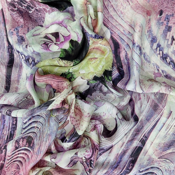 Rose & Lilly Print On Habutai Satin HSPS30