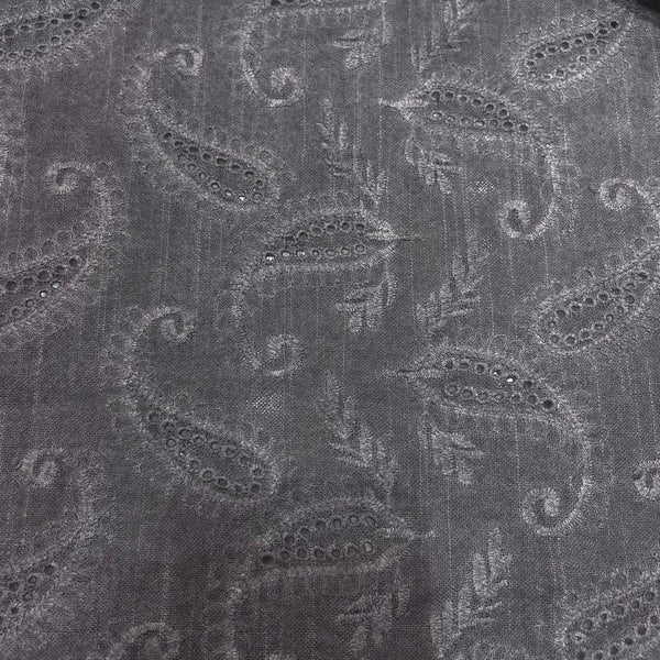 Burnout Linen Schiffli Jacquard Fabric