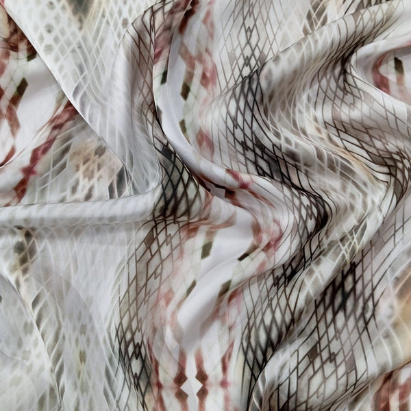 Red & White Colour Snake Skin Print On Korean Satin KSPB75
