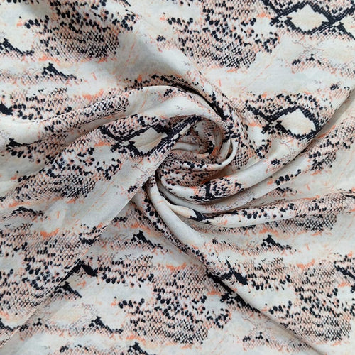 Black & Orange Snake Print On Satin KSPS43