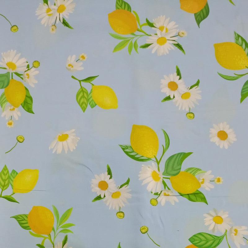 Zerbra Flower & Lemon Print On Korean Satin-KSPL46